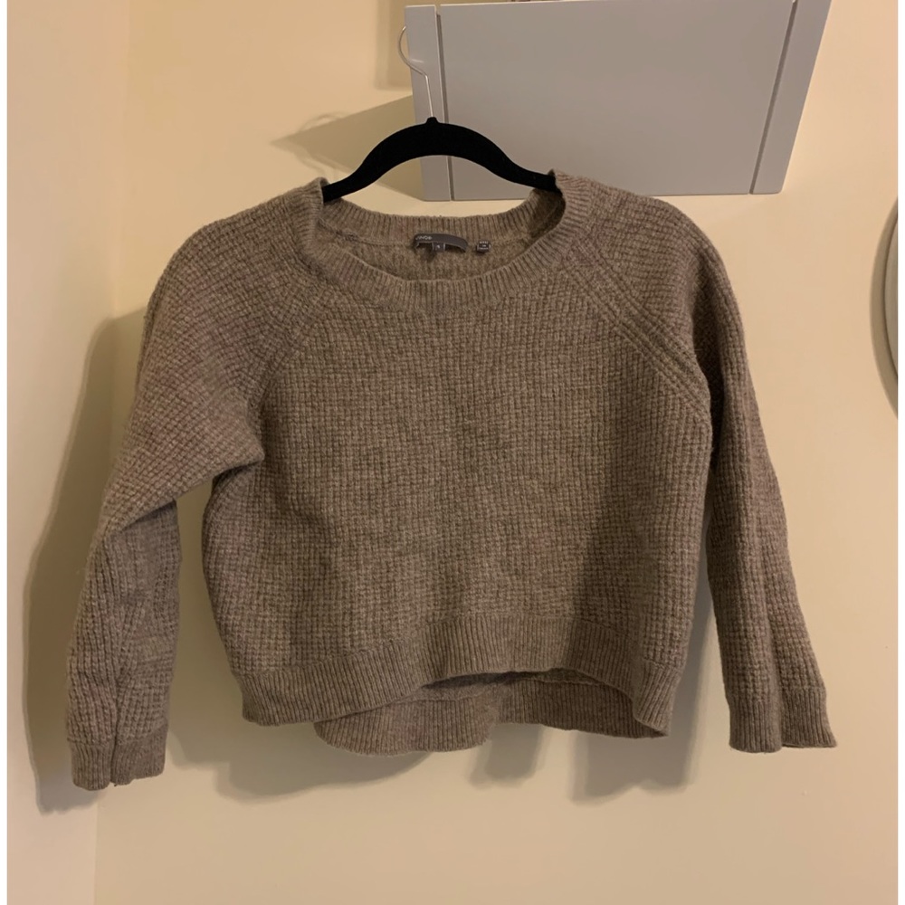 Vince sweater brown cropped cotton and linen S